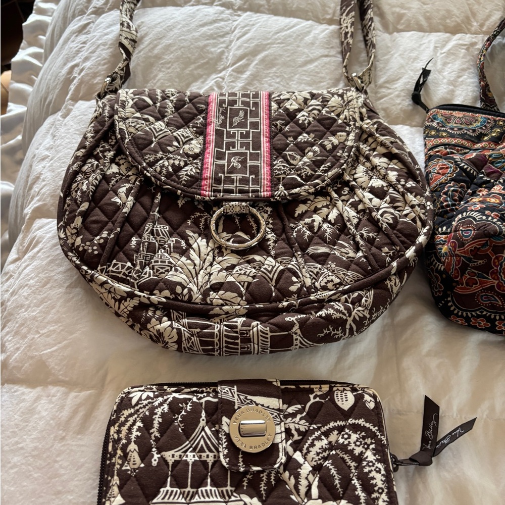 Vera Bradley Imperial Toile brown and cream plus matching wallet. ~Authentic~